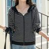 Navava Women Casual Striped Long Sleeve Hoodie Jacket Nc409