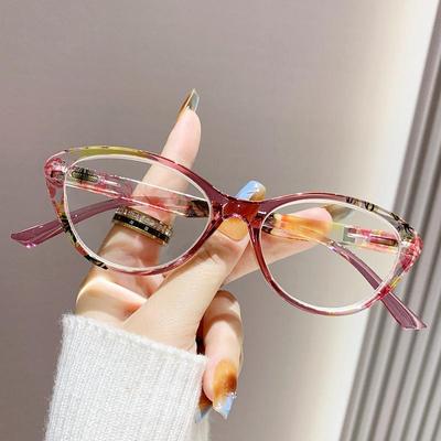 Moda Kişilik Presbiyopi Gözlüğü Kadın Lüks Kedi Gözü Çerçeve Mavi Işık Engelleyici HD Uzağı Görme Gözlüğü Dioptri +1.0 İla +4.0