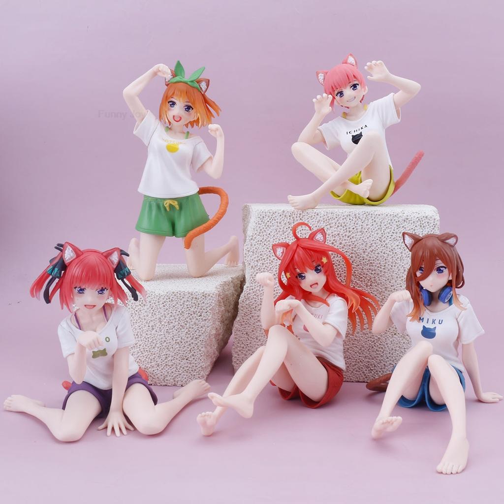 Non-Toxic 10-18Cm Yotsuba Anime Cute Nakano Nino Figurine The Quintessential Quintuplets Figure Cat Nakano Miku Figure Pvc Collection Toys