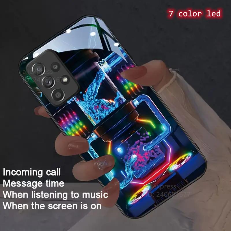 Mechanical Colorful Voice Control Luminous Phone Case For S25 S24 Ultra S22 S23 Plus S21 FE S20 Ultra A55 A35 A15 LED Back Cover
