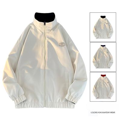 Reversible Stand-up Collar Men's and Women's Same Style Jacket Splicing Trendy Korean Style Student Jacket Workwear Casual Windbreaker Top