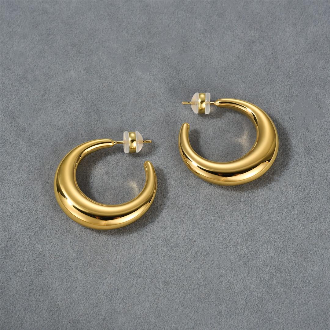 Минималистичные Очень Толстые Круглые Серьги Серьги Нишевый Дизайн Персонализированная Мода Ежедневное Сочетание Модные Серьги