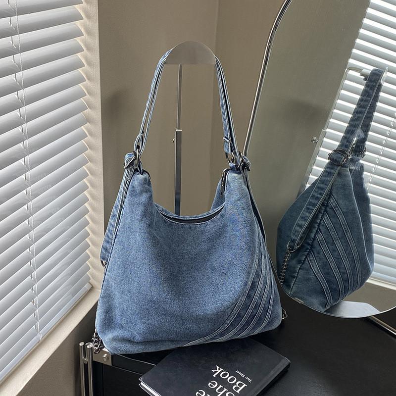 Denim Bag For Women With Zipper Closure And Inner Pockets For Daily