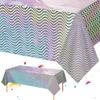 PET Tablecloth Waves Pattern Colorful Disposable Table Cover Party Decors For Outdoor Indoor Use And Family Gatherings