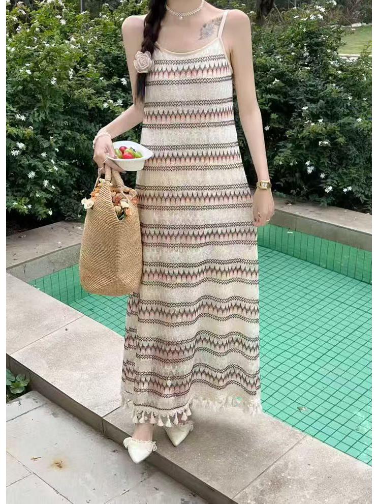 2026 Европейское и американское ретро этническое платье на бретельках - Женская высококачественная повседневная мода для отдыха One Size