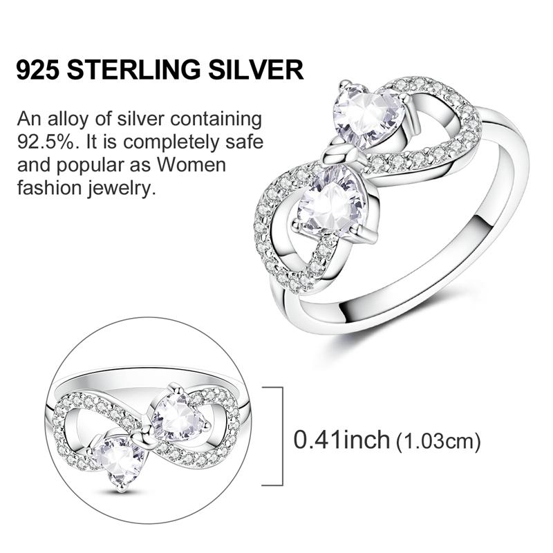 925 Sterling Silver Gold Ring Sparkling Infinite Love  Rings for Women Girl Wedding Jewelry Gifts