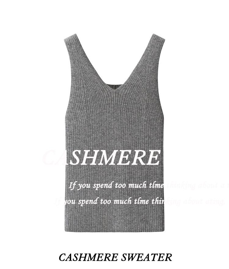 90g Pure Cashmere Reversible Women's Slim-fit V-neck Sleeveless Inner Vest