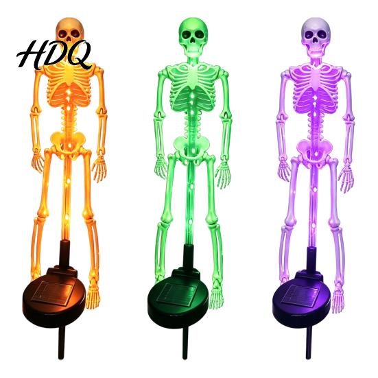 Festive Outdoor Party Lighting Solar Skeleton Garden Stake Light Halloween 3D Glowing Skull Yard Lights Decor with LED Waterproof Lawn Lamp