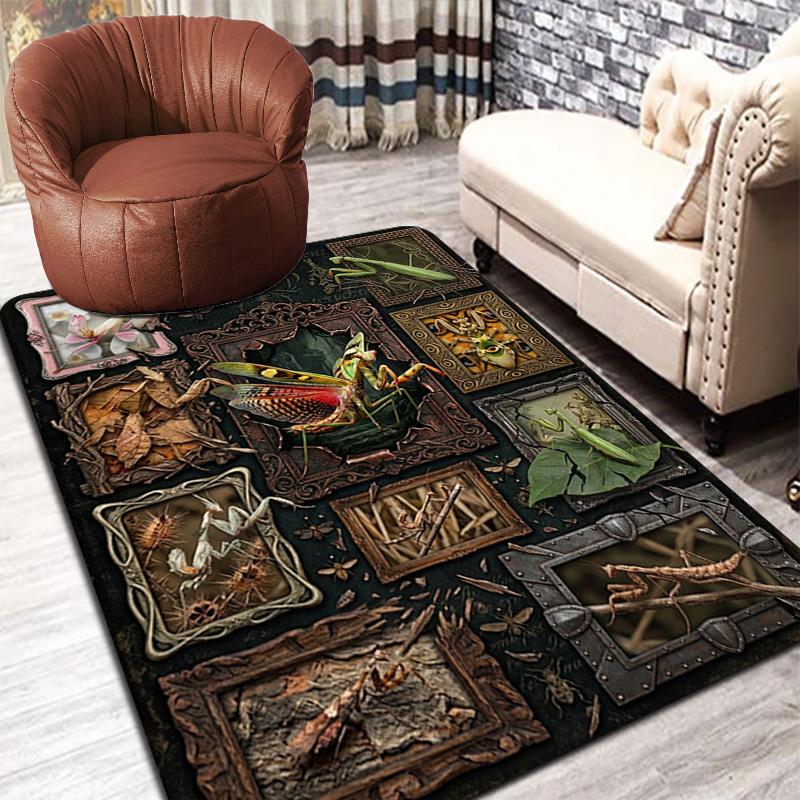 Insect Collage Pattern Rug Floor Mat for Living Room or Bedroom Soft and Comfortable Carpet a Gift for Birthday and Holiday.