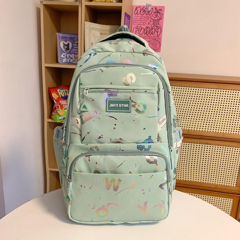 Female Large-Capacity Backpack Letter Print Students High School Schoolbag