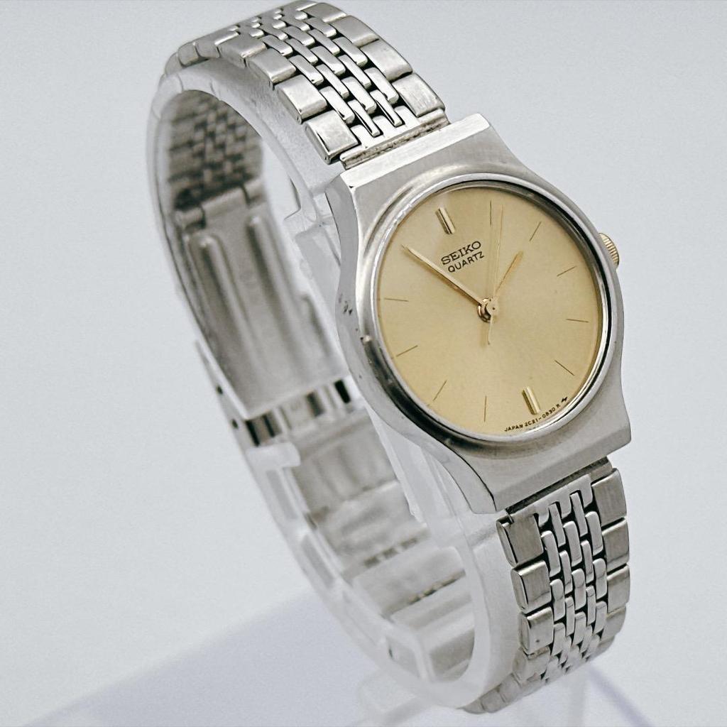 Used Vintage SEIKO ladies watch, gold dial, working/battery replaced