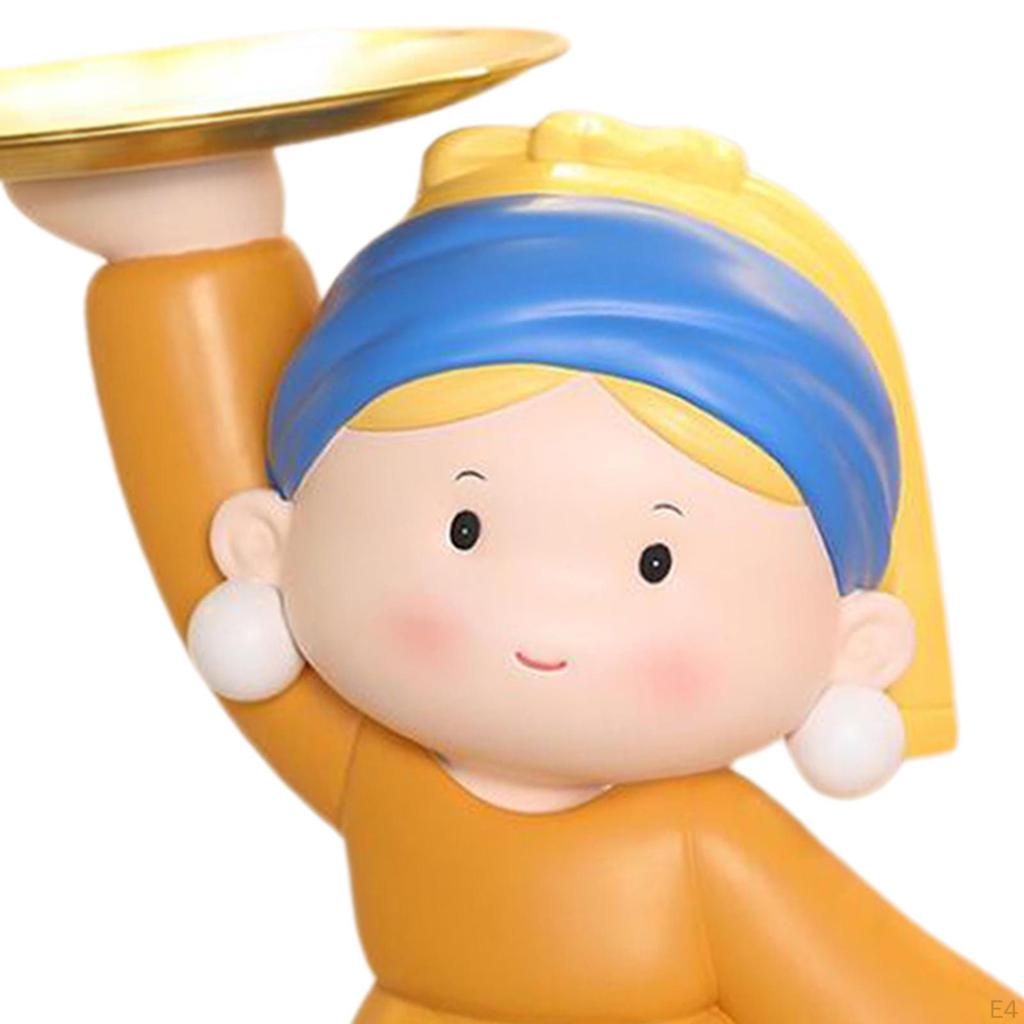 Girl Figurine Statue Vanity Tray Key Holder Jewelry Display Fruit Toiletries Candies Sculpture