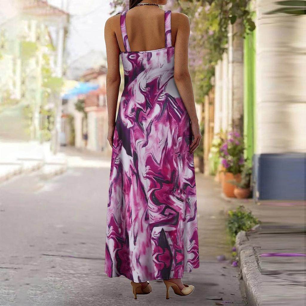 Women's Slip Dress Maxi Long Dress Island Coconut Grove Print Stitching Print Dress Spring & Summer Leisure Vacation