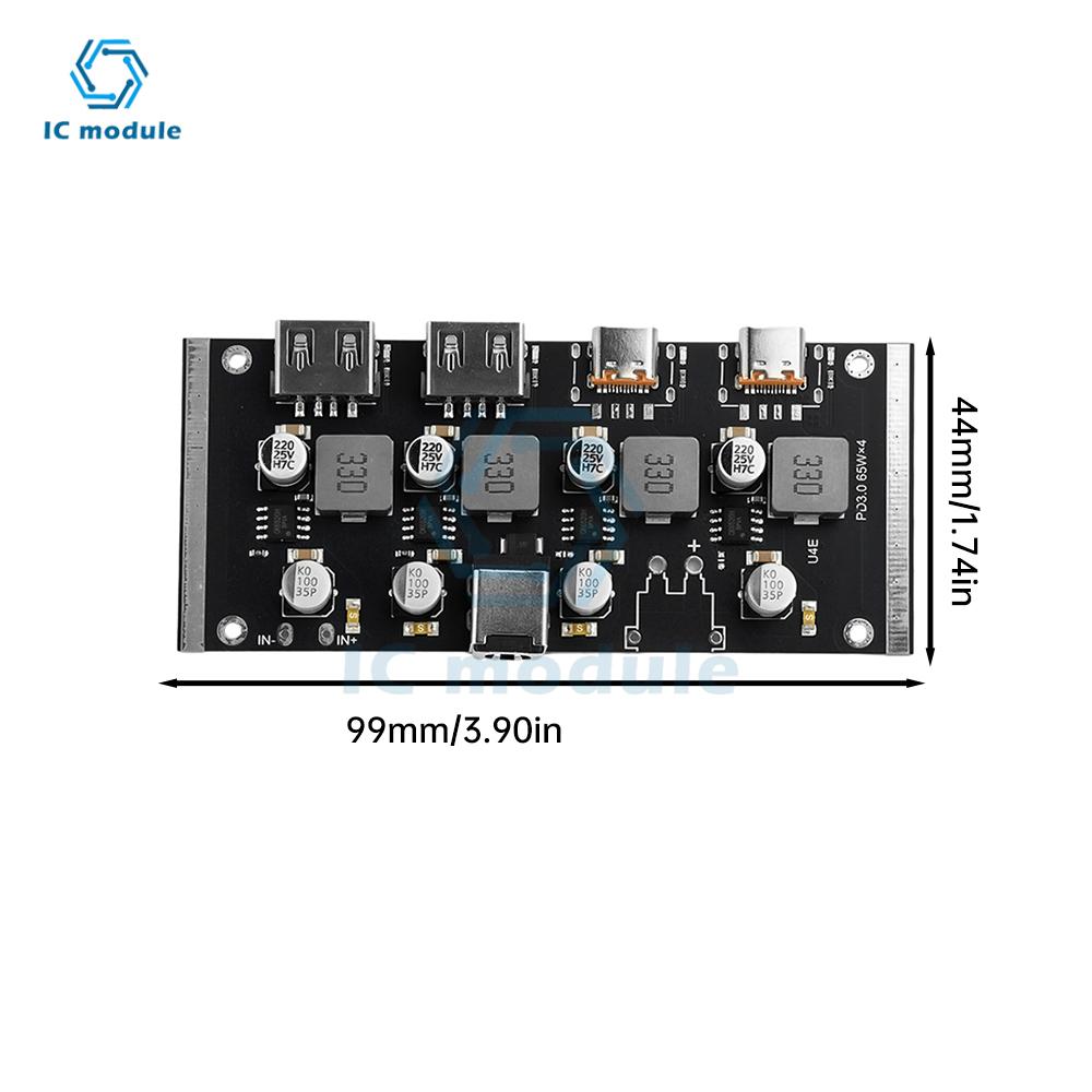 4-Way PD65W Fast Charging Module Type-C interface USB-A Support PD3.0/2.0 QC3.0/2.0 FCP AFC Fast Charging DC5.5*2.5/DC5.5*5.1