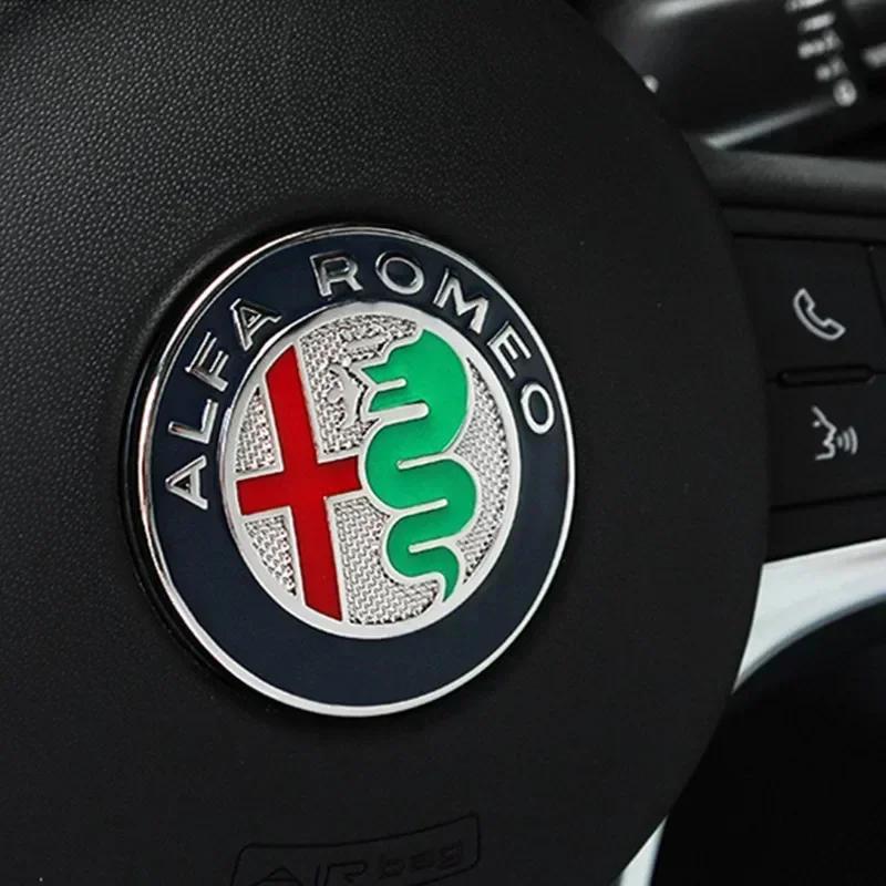 Per Alfa Romeo Adesivo Emblema Volante Auto 40mm Manopola Console Centrale Badge per Alfa Romeo Giulietta Mito Giulia Stelvio Br