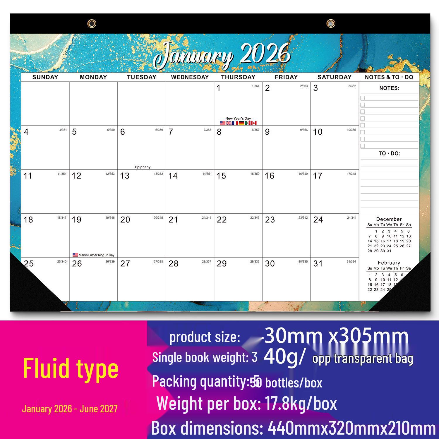 Креативный английский календарь на 2026 год: Минималистичное издание на 18 месяцев для стены и стола