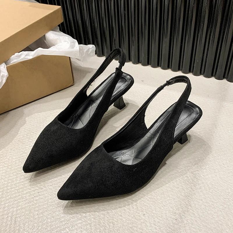 

модные летние женские сандалии с острым носком плоские сандалии без каблука леопардовый принт женские повседневные туфли с открытой пяткой женские туфли на плоской подошве полуботинки 35 чёрный