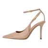 Zara Elegant Patent Leather Effect Open-Back Stiletto Heels 10.5cm Women heels Beige 2233510