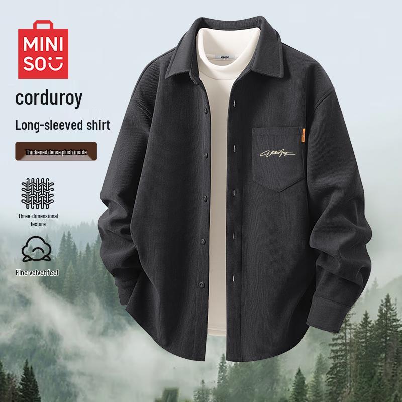 MINISO Men s Winter Corduroy Plush Shirt XL