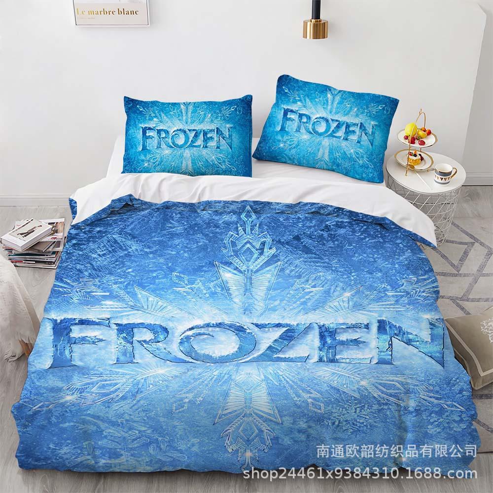 Cartoon Animation Kit 3D Digital Printing Quilt Cover Princess Bedding Three-Piece Set