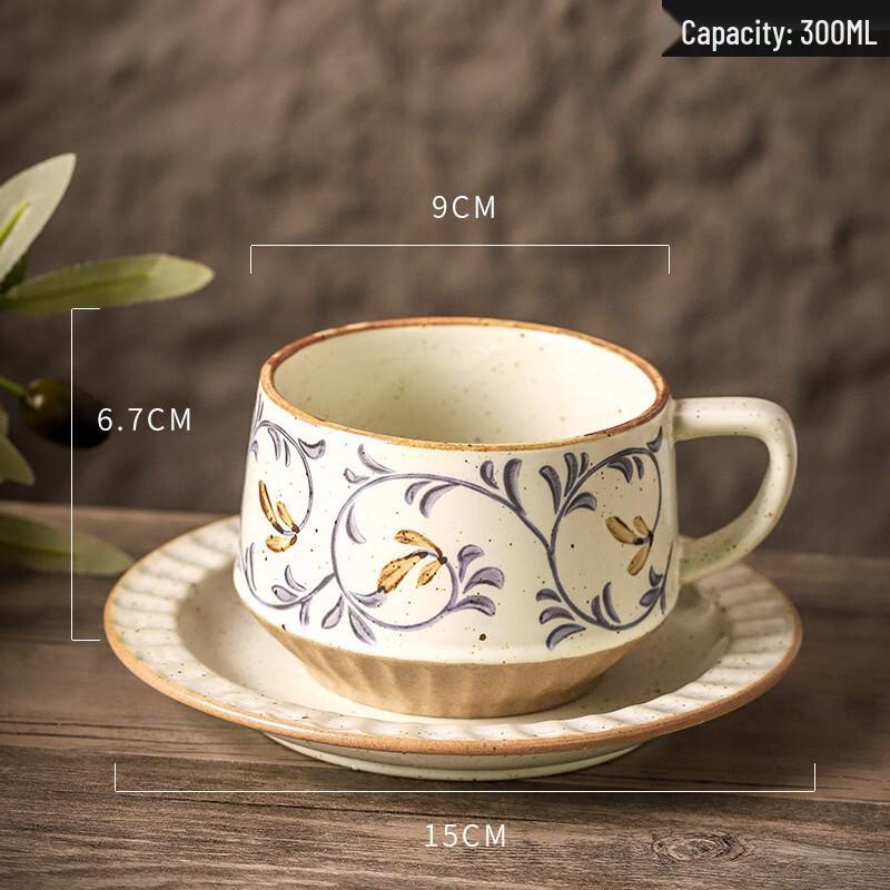 Rustic Ceramic Coffee Cup & Saucer Set