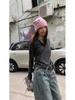 Women's Korean Faux Two-Piece Long-Sleeve Top – Sweet & Stylish Grey Slim-Fit T-Shirt for Autumn/Winter
