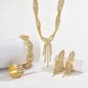 Rhinestone Tassel Wedding Bridal Accessories V-Necklace Rhinestone Jewelry Set  Wedding Party