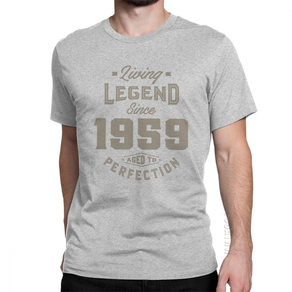 Living Legend Since 1959 Birthday TShirt Anniversary Birth Present T Shirt Vintage Men Gray Clothing Vintage Pure Cotton Tees