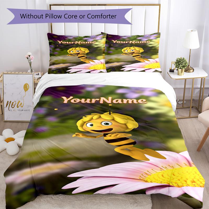Biene Maja Customize Your Name Bedding Set Breathable Duvet Cover with Pillowcases Home Decoration Birthday Gift