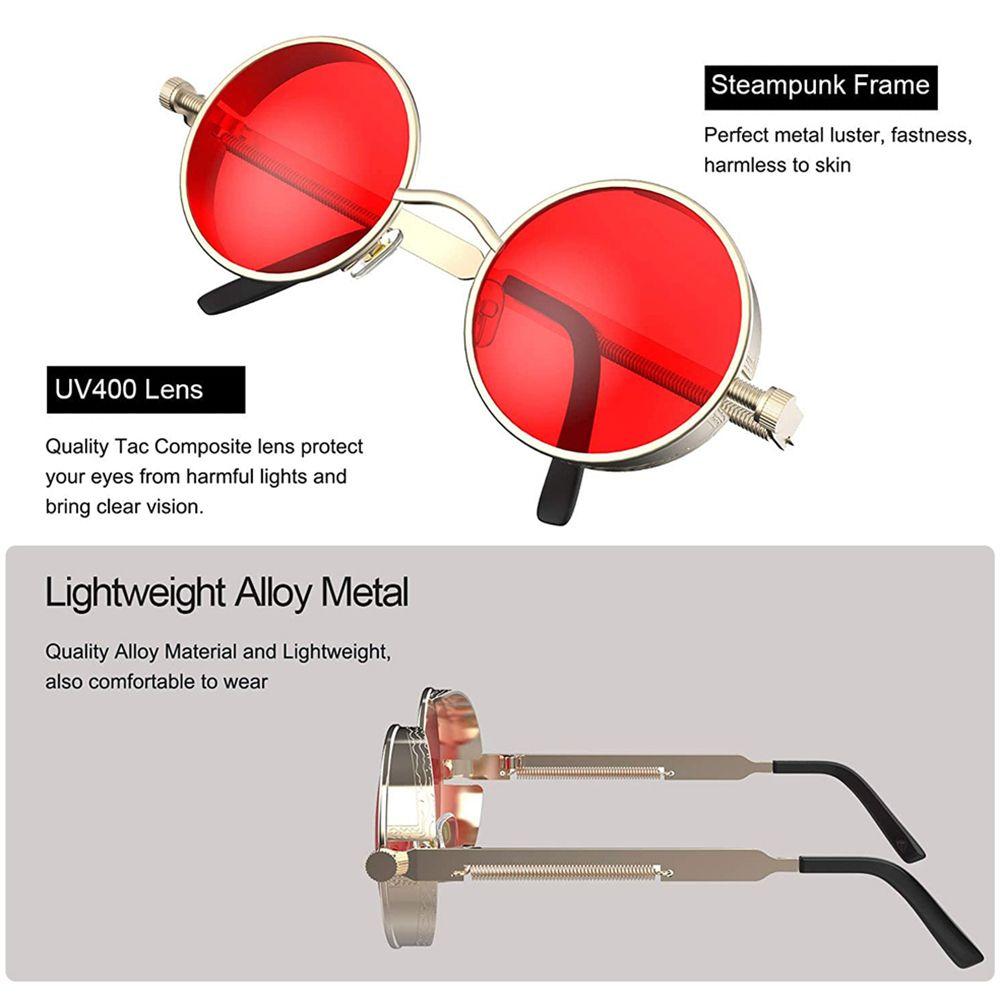 Women Men Round Retro UV400 Protection Steampunk Sunglasses Eyewear Gothic Sun Glasses