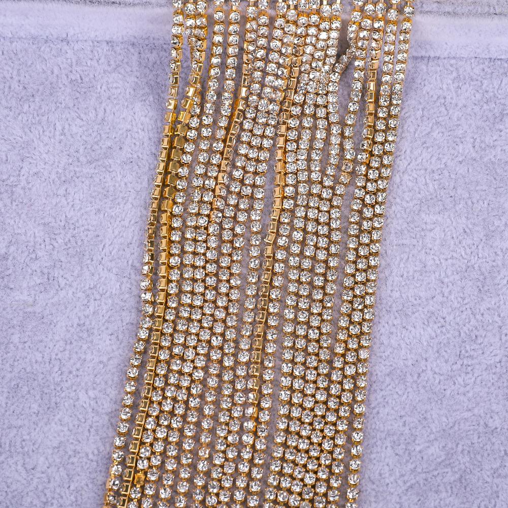 VC SS6-SS16 Crystal Cup Strass Rhinestones Roll Closure Sew Trimming Chain Elegant Decorative AB Chains for Clothing