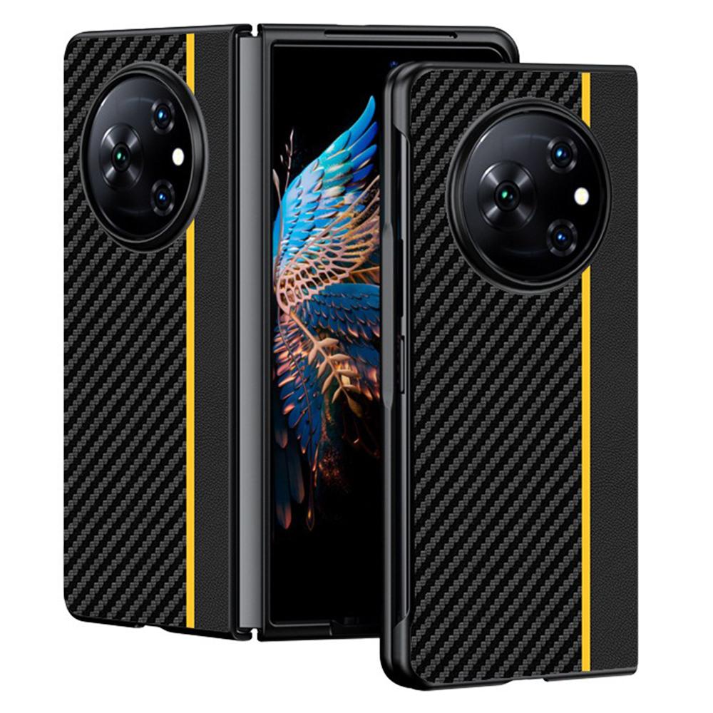 For TECNO Phantom V Fold Case Carbon Fiber Texture Leather + PC Anti-Drop Folding Phone Cover