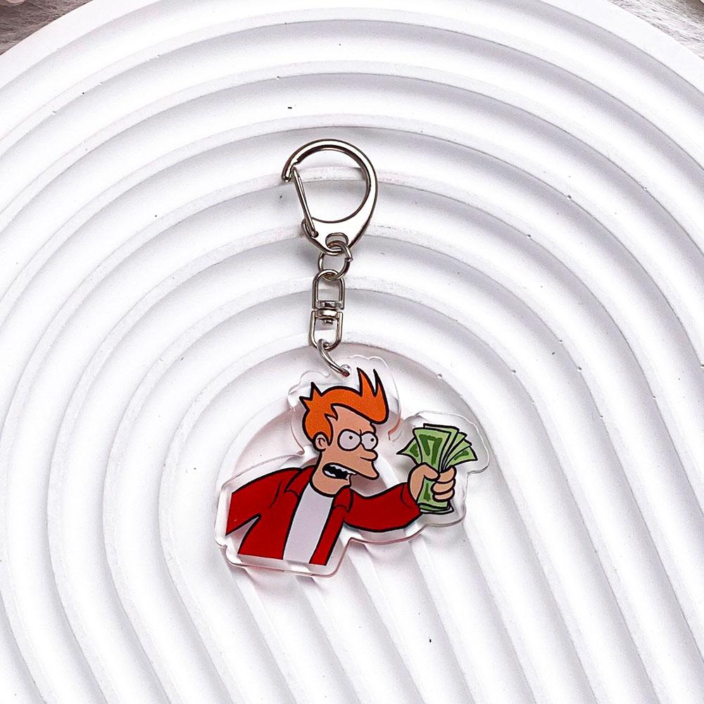 Anime Character Futurama Philip J Fry Acrylic Car Keychain Accessories Bag Charm Cartoon Cute Backpack Pendant Gifts For Friends