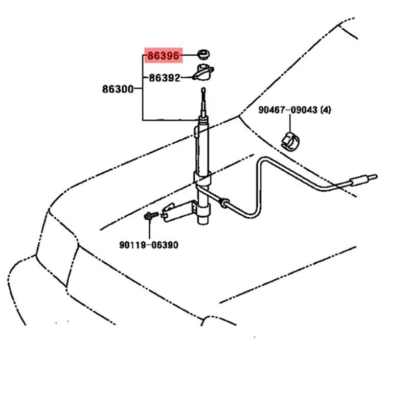 M63K-86396-04010 Car Manual Antenna Nut For Toyota Highlander 1984-2007 Car Replacement Parts