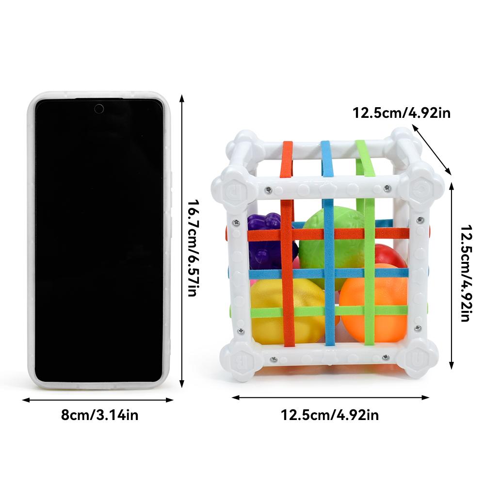 Baby Montessori Sensory Toys Shape Sorter Cube Baby Toys with Colorful Fruits Activity Learning Fine Motor Skill for 1 Year Old