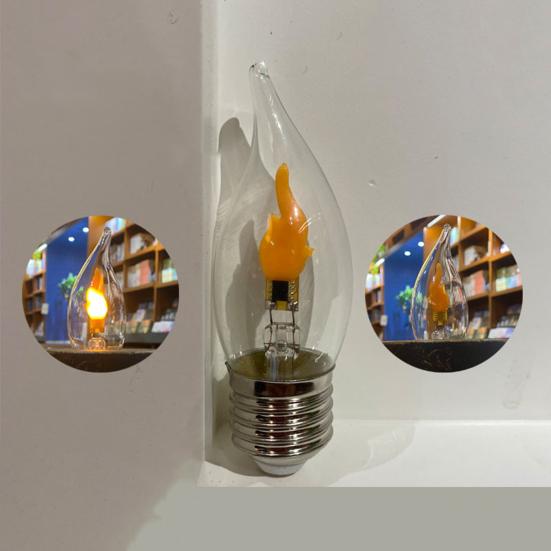 LED Flame Light Bulb E27 Flickering Flame Light Bulb Realistic Fires Effect Light Bulb for Indoor Outdoor Halloween Christmas Decoration