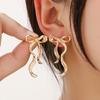 Metal Wind Bow Earrings Niche Sweet Temperament Butterfly Streamer Earrings Women'S Long Stud Earrings