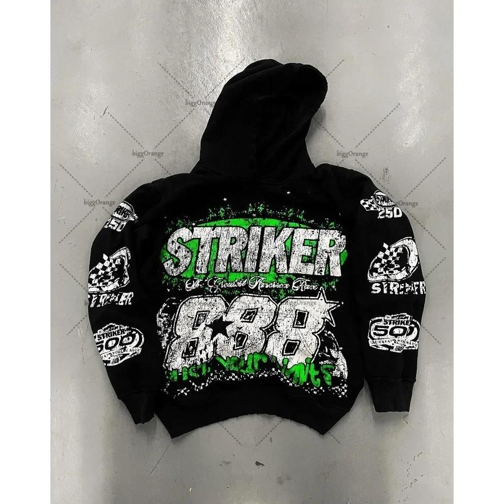 

Американский стиль толстовка с капюшоном с буквенным принтом пуловер толстовка с капюшоном Harajuku ретро супер толстовка High Street Fashion Ins Top M