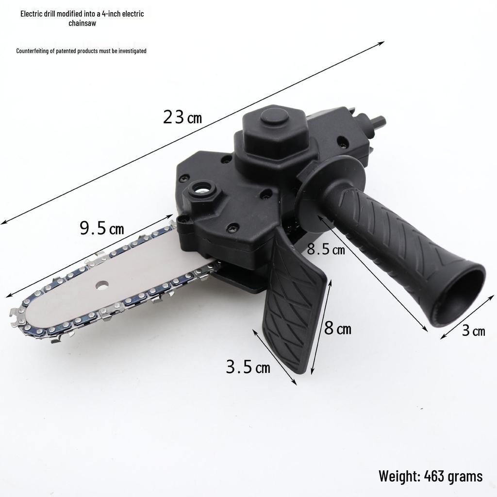 Electric Drill To Chainsaw Converter Kit with Fixed Bracket – Multifunctional Accessory for Cutting and Grinding.