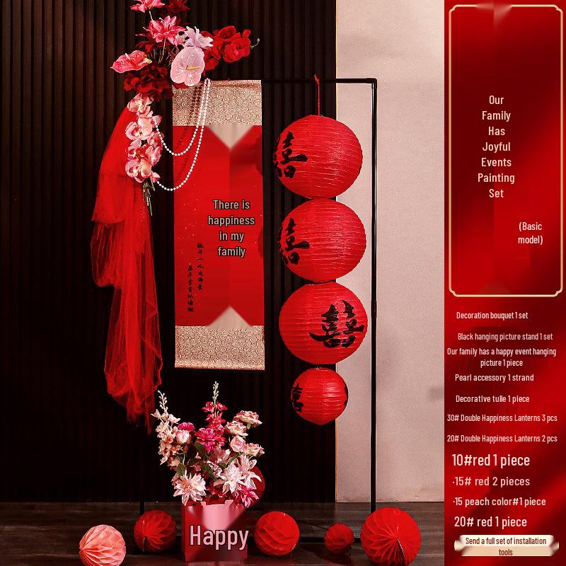 Balayı Süiti Düğün Dekorasyon Seti: Oturma Odası Fotoğraf Sergisi için Çift Mutluluk Parşömeni ve Süs