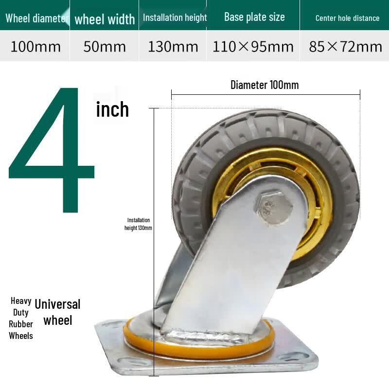 4-inch Heavy Duty Rubber Swivel Caster Wheel