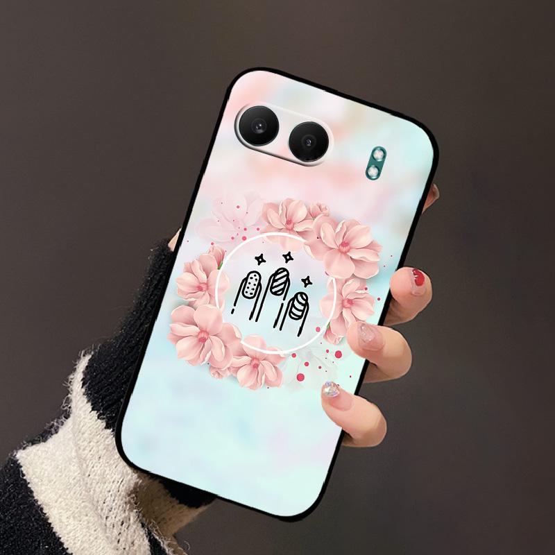 Чехол для телефона OnePlus Nord 4 5G, милые мультяшные цветы, черный силикон, мягкая задняя крышка для OnePlus Nord 4 5G, противоударный OnePlus Nord 4 5G
