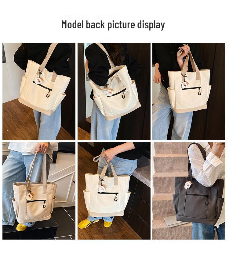 Women's Large Canvas Tote: College Style, Casual Shoulder Bag with Ample Storage