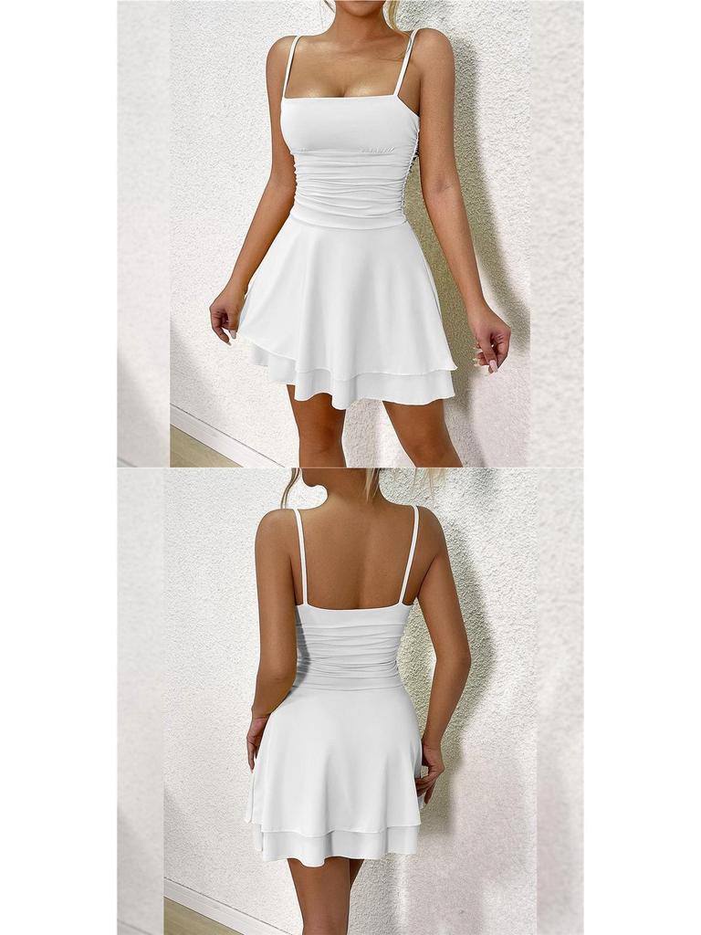 Women's European & American Style Sexy Spaghetti Strap Backless Dress