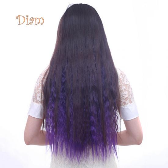 Tenfyer Extension de cheveux à clipser, longs et sexy, dégradés de couleurs, ondulés et bouclés, pour femmes, 60 cm