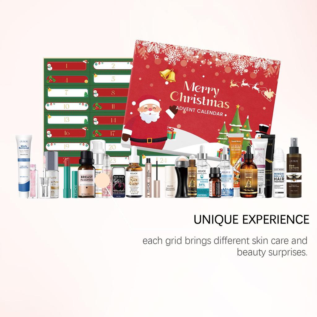 Boîte cadeau de soins de la peau beauté de Noël AMZ compte à rebours de 24 jours surprise hydratante nourrissante assortiment varié ambiance festive boîte cadeau 1 ensemble