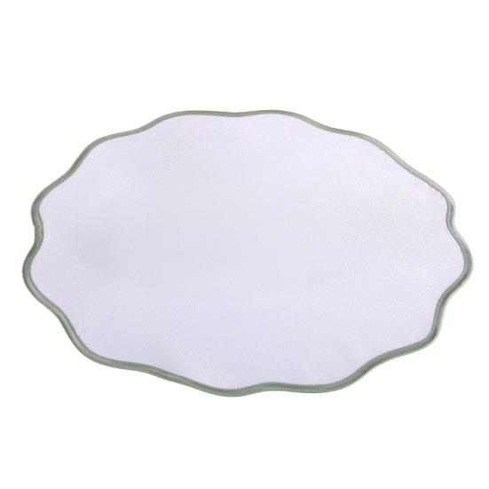 Scalloped Round Placemat Linen Machine Washable Placemat Heat Insulation Table Mat for Dining Table Protection Decoration