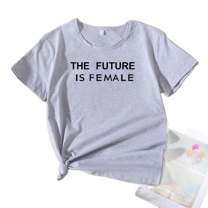 THE FUTURE Summer European and American Style Letter Graphic Round Neck Short Sleeve T-shirt