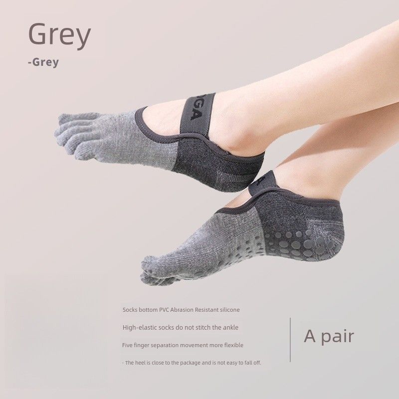 

Yoga Socks Women s Non-Slip Short Sports Invisible Boat Socks Horizontal Ribbon Trampoline Pilates Sweat-Absorbent Thin Five-Toe Breathable Gray 1 pair