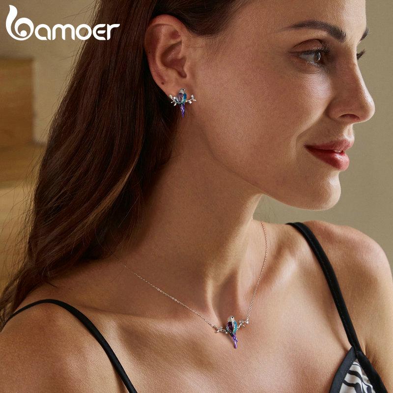 BAMOER Bird Earrings for Women 925 Sterling Silver Cute Animal Dangle Stud Earrings Jewelry Gifts for Her